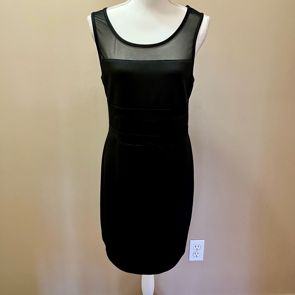 Bisou Bisou Black Sheer Panel Sheath Dress Size 12